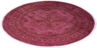 Contemporary Fine Vibrance Pink Wool Round Area Rug 7' 1" x 7' 1" - Solo Rugs