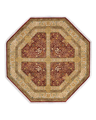 Traditional Mogul Red Wool Octagon Area Rug 7' 1" x 7' 1" - Solo Rugs