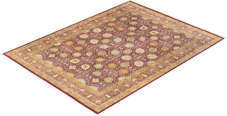 Traditional Mogul Purple Wool Area Rug 9' 0" x 12' 1" - Solo Rugs