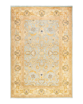 Contemporary Eclectic Light Blue Wool Area Rug 6' 1" x 9' 2" - Solo Rugs