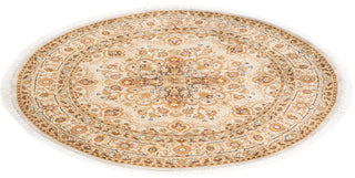 Traditional Mogul Ivory Wool Round Area Rug 5' 1" x 5' 1" - Solo Rugs
