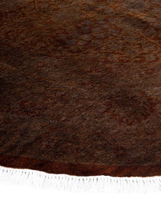 Contemporary Fine Vibrance Brown Wool Round Area Rug 7' 1" x 7' 1" - Solo Rugs