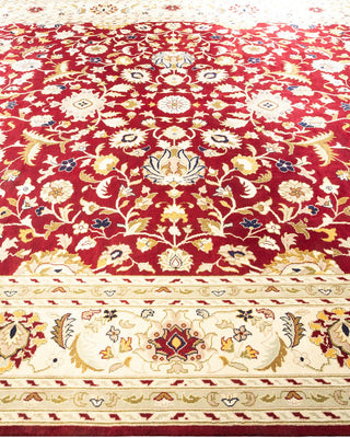 Traditional Mogul Red Wool Area Rug 9' 2" x 12' 5" - Solo Rugs