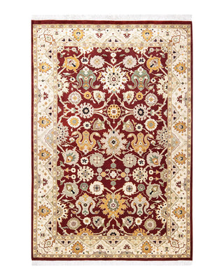 Traditional Mogul Red Wool Area Rug 4' 2" x 6' 1" - Solo Rugs