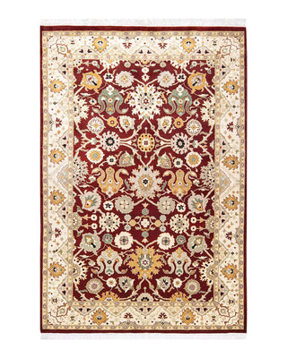 Traditional Mogul Red Wool Area Rug 4' 2" x 6' 1" - Solo Rugs