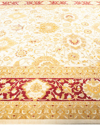 Traditional Mogul Ivory Wool Area Rug 10' 2" x 13' 9" - Solo Rugs