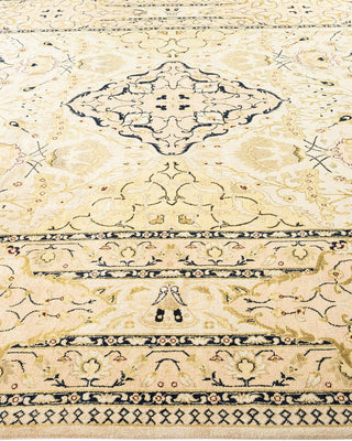 Contemporary Eclectic Ivory Wool Area Rug 9' 1" x 12' 6" - Solo Rugs