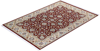 Traditional Mogul Red Wool Area Rug 4' 3" x 6' 3" - Solo Rugs