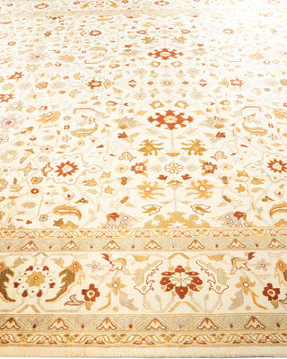 Traditional Mogul Ivory Wool Area Rug 9' 1" x 12' 1" - Solo Rugs