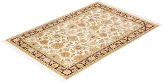 Traditional Mogul Ivory Wool Area Rug 4' 3" x 6' 2" - Solo Rugs