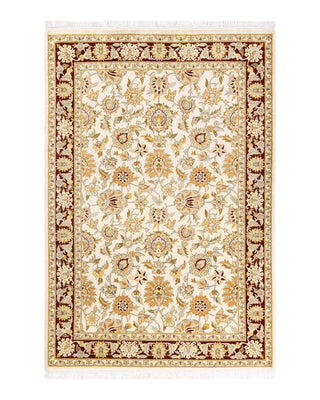 Traditional Mogul Ivory Wool Area Rug 4' 3" x 6' 2" - Solo Rugs
