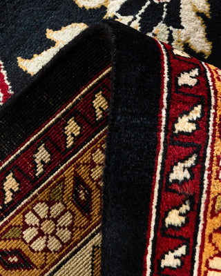 Traditional Mogul Black Wool Area Rug 9' 1" x 12' 1" - Solo Rugs