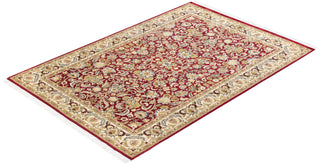 Traditional Mogul Red Wool Area Rug 4' 2" x 6' 1" - Solo Rugs