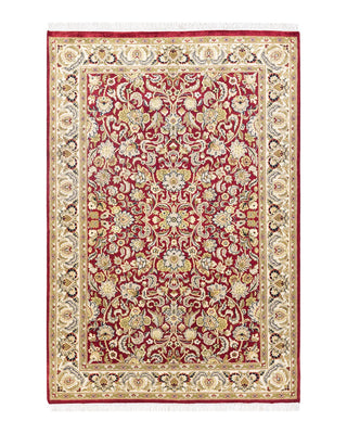 Traditional Mogul Red Wool Area Rug 4' 2" x 6' 1" - Solo Rugs