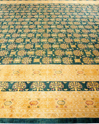 Traditional Mogul Green Wool Area Rug 12' 2" x 15' 2" - Solo Rugs