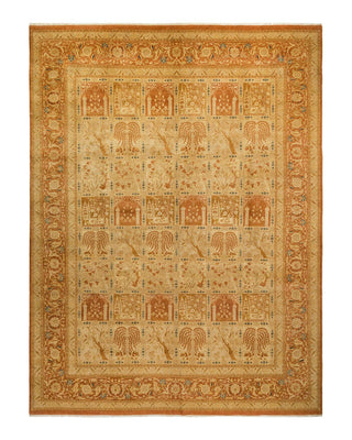 Traditional Mogul Brown Wool Area Rug 10' 2" x 13' 8" - Solo Rugs