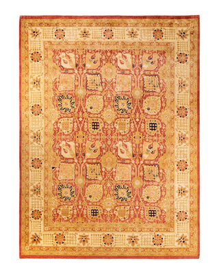 Contemporary Eclectic Orange Wool Area Rug 9' 1" x 12' 1" - Solo Rugs