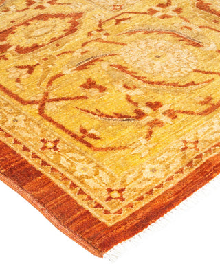 Traditional Mogul Orange Wool Area Rug 8' 10" x 12' 8" - Solo Rugs