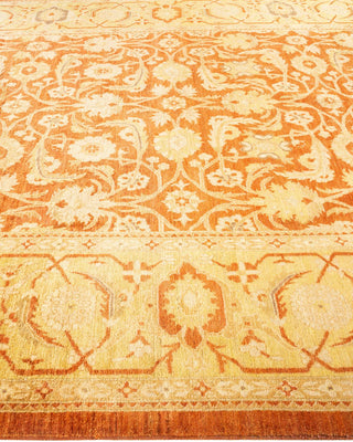 Traditional Mogul Orange Wool Area Rug 8' 10" x 12' 8" - Solo Rugs