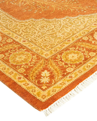 Traditional Mogul Orange Wool Area Rug 4' 2" x 6' 2" - Solo Rugs