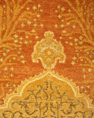 Traditional Mogul Orange Wool Area Rug 4' 2" x 6' 2" - Solo Rugs