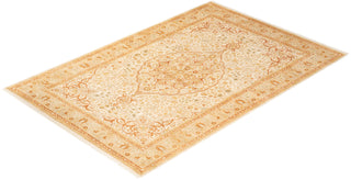 Traditional Mogul Ivory Wool Area Rug 6' 2" x 9' 4" - Solo Rugs
