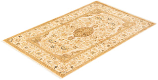 Traditional Mogul Ivory Wool Area Rug 4' 1" x 6' 4" - Solo Rugs