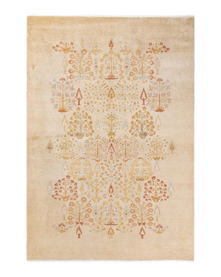 Contemporary Eclectic Ivory Wool Area Rug 6' 0" x 8' 9" - Solo Rugs