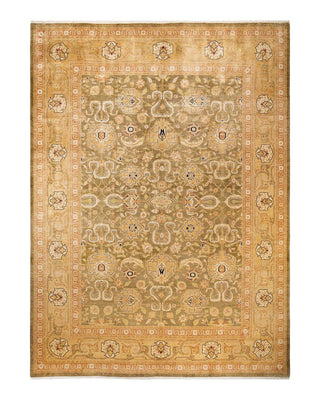 Contemporary Eclectic Green Wool Area Rug 10' 1" x 14' 0" - Solo Rugs