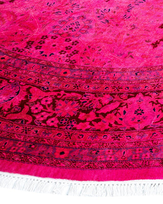Contemporary Fine Vibrance Purple Wool Round Area Rug 7' 1" x 7' 1" - Solo Rugs