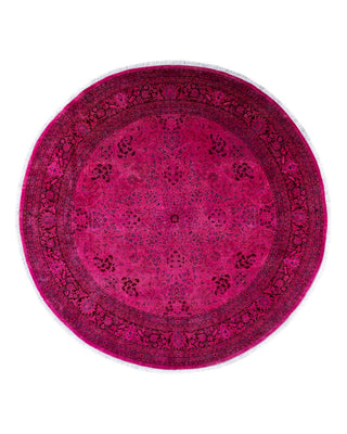 Contemporary Fine Vibrance Purple Wool Round Area Rug 7' 1" x 7' 1" - Solo Rugs