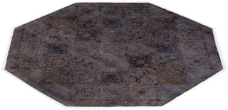 Contemporary Fine Vibrance Brown Wool Octagon Area Rug 7' 1" x 7' 1" - Solo Rugs