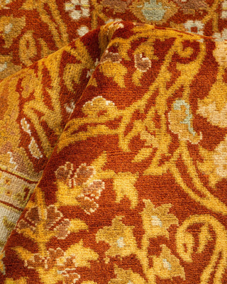 Traditional Mogul Orange Wool Area Rug 3' 1" x 5' 4" - Solo Rugs