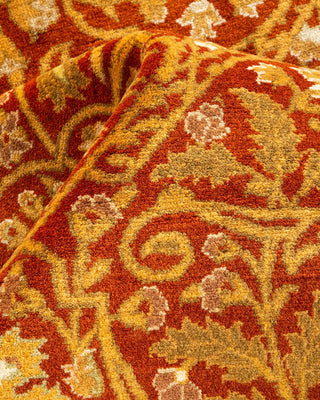Traditional Mogul Orange Wool Area Rug 5' 1" x 8' 3" - Solo Rugs