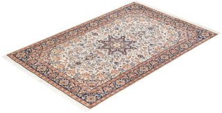 Traditional Mogul Ivory Wool Area Rug 4' 1" x 6' 2" - Solo Rugs