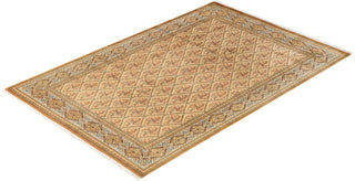 Traditional Mogul Yellow Wool Area Rug 6' 2" x 9' 1" - Solo Rugs