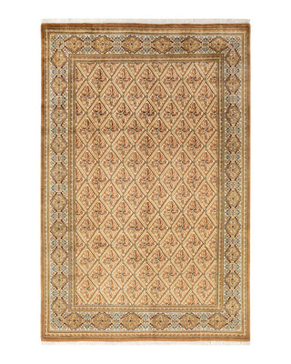 Traditional Mogul Yellow Wool Area Rug 6' 2" x 9' 1" - Solo Rugs