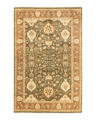 Contemporary Eclectic Green Wool Area Rug 6' 1" x 9' 4" - Solo Rugs