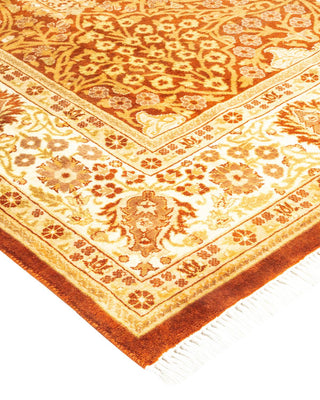 Traditional Mogul Orange Wool Area Rug 5' 3" x 8' 10" - Solo Rugs