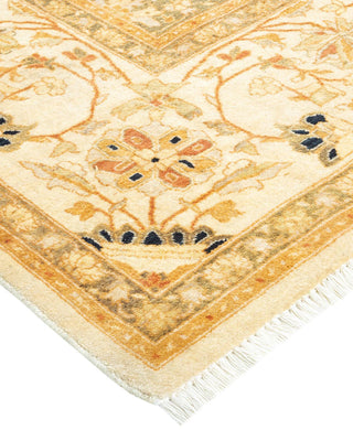 Traditional Mogul Ivory Wool Area Rug 6' 2" x 9' 0" - Solo Rugs