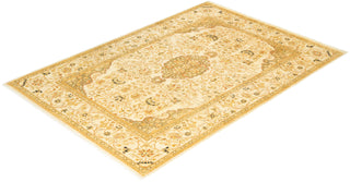 Traditional Mogul Ivory Wool Area Rug 6' 2" x 9' 0" - Solo Rugs