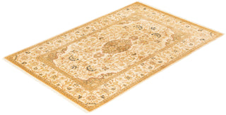 Traditional Mogul Ivory Wool Area Rug 4' 1" x 6' 2" - Solo Rugs