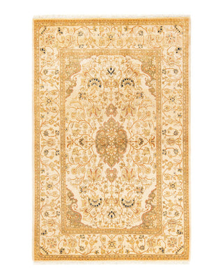 Traditional Mogul Ivory Wool Area Rug 4' 1" x 6' 2" - Solo Rugs