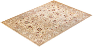 Contemporary Eclectic Ivory Wool Area Rug 9' 2" x 12' 8" - Solo Rugs
