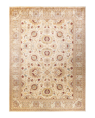 Contemporary Eclectic Ivory Wool Area Rug 9' 2" x 12' 8" - Solo Rugs
