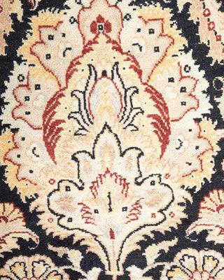 Traditional Mogul Black Wool Area Rug 9' 1" x 12' 3" - Solo Rugs