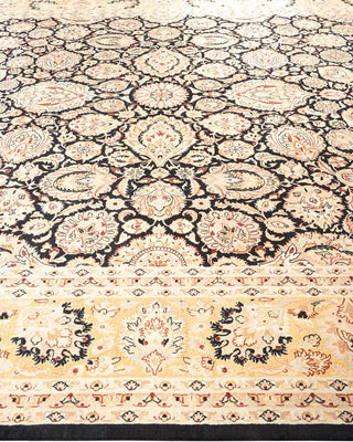 Traditional Mogul Black Wool Area Rug 9' 1" x 12' 3" - Solo Rugs