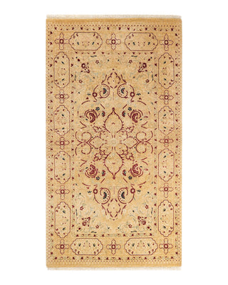 Traditional Mogul Yellow Wool Area Rug 3' 1" x 5' 3" - Solo Rugs