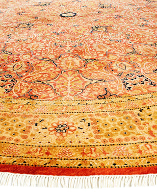 Traditional Mogul Orange Wool Round Area Rug 9' 1" x 9' 1" - Solo Rugs