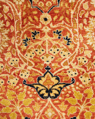 Traditional Mogul Orange Wool Round Area Rug 9' 1" x 9' 1" - Solo Rugs